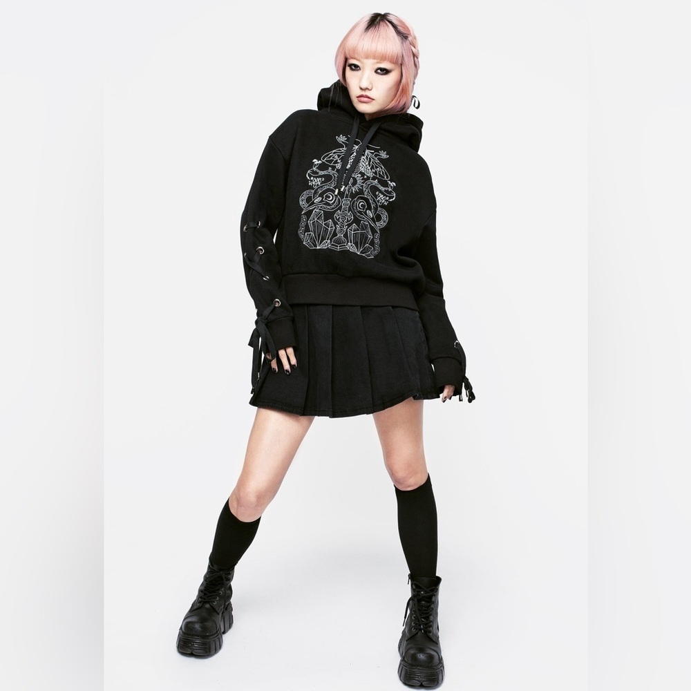 Disturbia Angitia Embroidered Crop Hoody US 2 / UK 6 - Picture 3 of 8